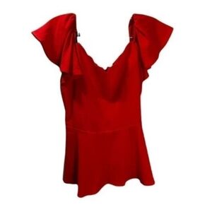 Monteau Ruffle‎ Trim Peplum Top Pink Medium NWOT